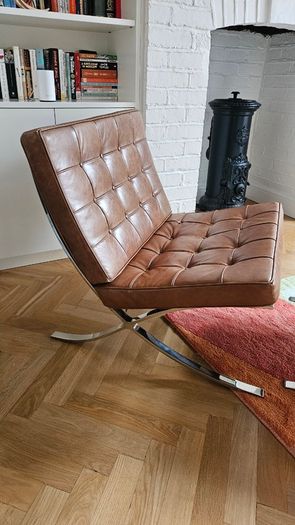 Midcentury modern Barcelona Chair Replica with Footstool