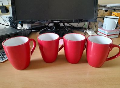 Two sets of 4 mugs plus free cut glass pin dish