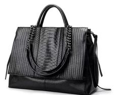 Stylish Black Large Capacity Faux Leather Handbag - BRAND NEW