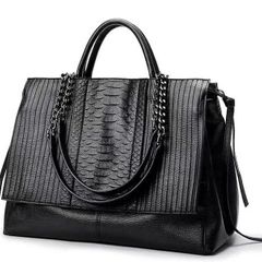 Stylish Black Large Capacity Faux Leather Handbag - BRAND NEW