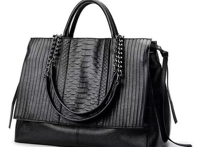 Stylish Black Large Capacity Faux Leather Handbag - BRAND NEW