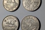 Canada 4 x 5 cent coins