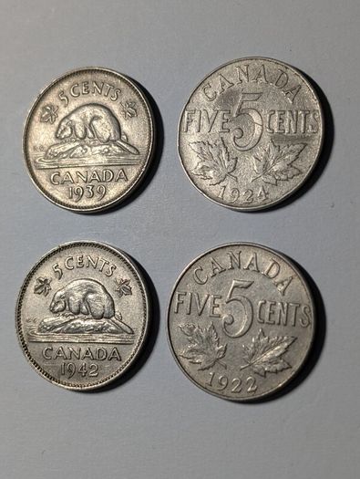 Canada 4 x 5 cent coins
