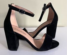 Size 7 Ladies Black Suede Heels by Boohoo