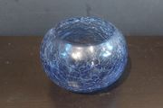 Lovely Modern Crackle Glass Bowl in an Unusual Shade of Purplely Indigo Blue