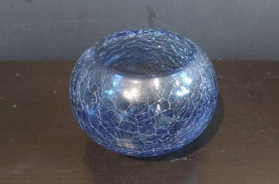 Lovely Modern Crackle Glass Bowl in an Unusual Shade of Purplely Indigo Blue