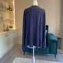 Navy Blue White Polka Dot Print V Neck Ruched Faux Wrap Top Blouse from So Fabulous Image 8