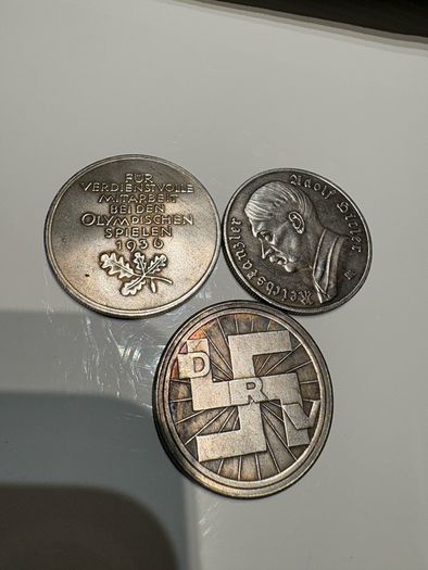 3 vintage retro Hitler Olympics coin , all 3 for 30 euro at 10 euro each