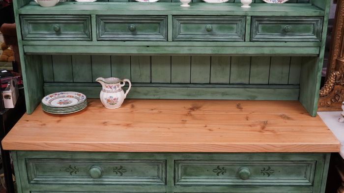 Vintage Irish Pine Kitchen Dresser Artist Upcycled