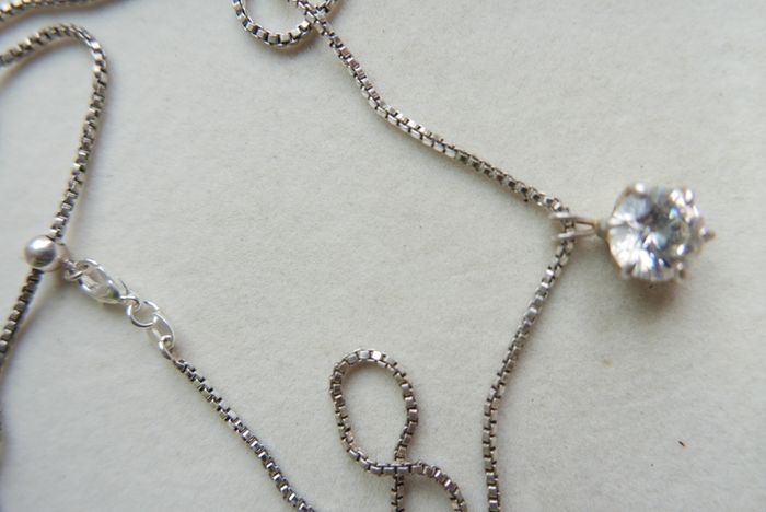 Vintage Sterling Silver 925 Fine Zirconia Pendant and Necklace length 21" - 8,46g