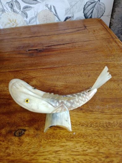 Vintage Carved Horn Fish