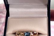 9ct Gold Ring With Blue Gemstone, Size O