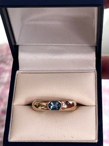 9ct Gold Ring With Blue Gemstone, Size O