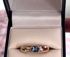 9ct Gold Ring With Blue Gemstone, Size O
