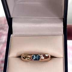 9ct Gold Ring With Blue Gemstone, Size O