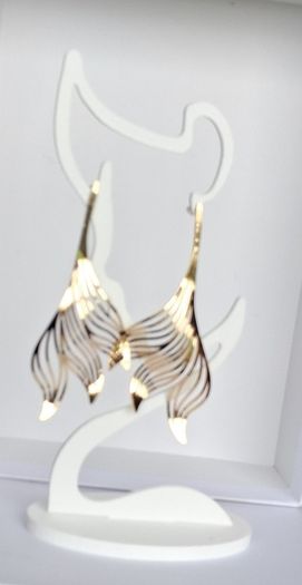 Gold Wavy Sculpted Fluid Leaf Earrings