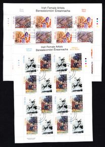 2005 Ireland Irish Female Artists Commemorative Stamp Sheetlet Plate 1B1B1B1B Fine Used with Dublin cancel of 24th February 2005 (Frist day of issued) on envelope extract.