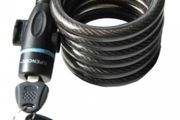 Cable bike lock with keys.
