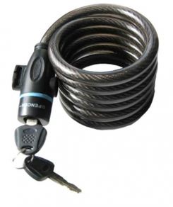 Cable bike lock with keys.