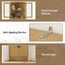 Tall Corner Storage Cabinet, Bathroom Corner Shelf Unit with Glass Door and 5 Storage Shelves, Freestanding Sideboard Cabinets for Living Room Kitchen, Nature Image 4