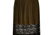 River Island khaki and Black pleated midi skirt