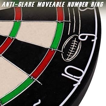 Dart Board Steel Dart Board Dartboard set with 6 pcs 20g Steel Tip Darts 12 Flights Rotating Number Ring + Staple-Free Bullseye Throwing Line
