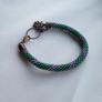 Handmade beaded rope and copper bracelet. purple and green Image 3