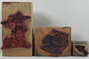 3 vintage wooden stampers