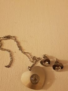 Heart necklace and earrings
