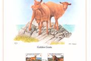 1980 Guernsey Limited Edition Lithographed Print measuring 333mm X 257mm showing Golden Guernsey Goats Commemorative stamps with First Day of Issue Cancel