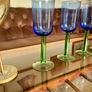 Vintage Scandinavian Blue Green Stem Champagne Wine Glasses Set of 5 Image 6