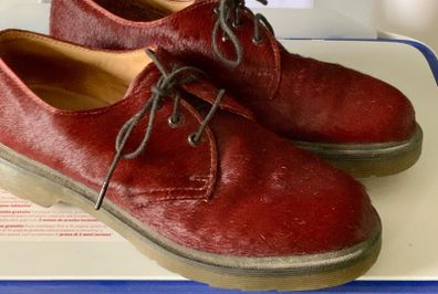 Dr Martens / Docs Size 5 , 1461 Pony Hair Shoes in Cherry Red Colourway 10078
