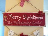 Christmas Family Sign with Hearts