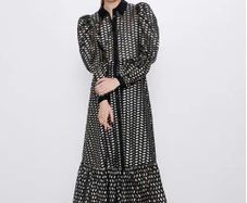 Amazing Zara black and gold long print dress XS
