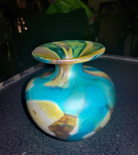 Unique heavy handblown glass vase