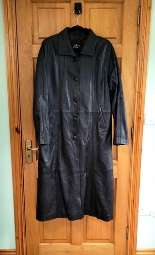 Vtg Y2K Soft Dark Brown Leather Long Coat by Higgs Leather & Sheepskins