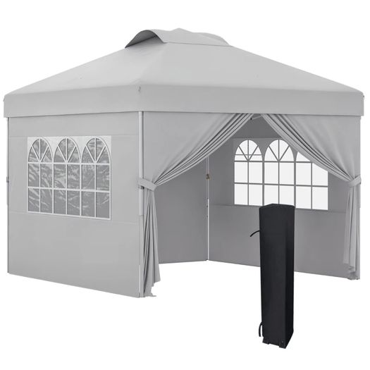 Pop-up Folding Party Gazebo 3 x 3 Adjustable Height with Sidewalls, Vents, Windows and Wheeled Carry Bag