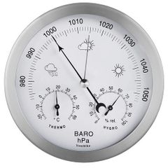 3-in-1 Wall Weather Station with Stainless Steel Frame