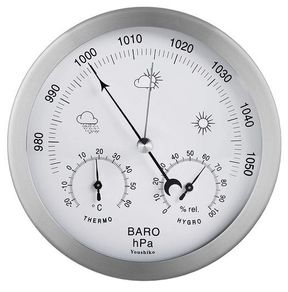 3-in-1 Wall Weather Station with Stainless Steel Frame