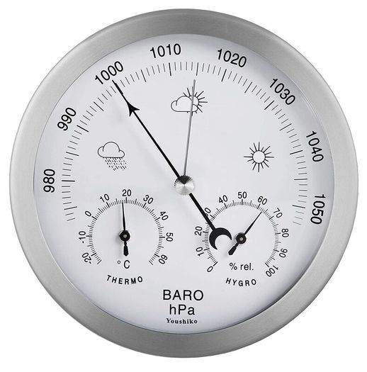 3-in-1 Wall Weather Station with Stainless Steel Frame
