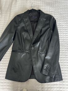 M&S Black Croc Faux Leather Blazer | Size 8 (BNNW)