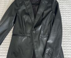 M&S Black Croc Faux Leather Blazer | Size 8 (BNNW)