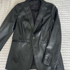 M&S Black Croc Faux Leather Blazer | Size 8 (BNNW)
