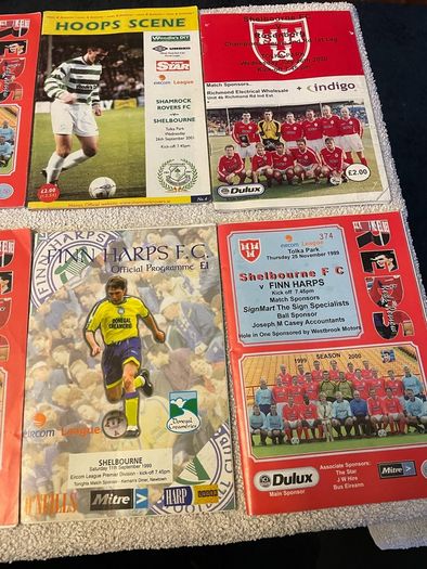 League of Ireland soccer programmes mostly Shelbourne any 5 for 10 euro