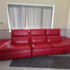 Red Italian leather sofa