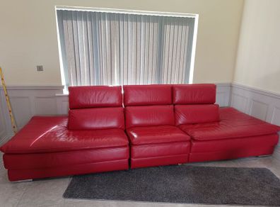 Red Italian leather sofa