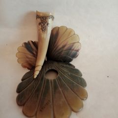 Vintage Italian Horn & Silver Inkwell