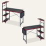 113CM Reversible Corner Gaming Desk with RGB LED Lights Black Carbon Fibre Surface Storage Shelves Side Pocket Hooks Compact Computer for Small Spaces Home Office Image 8
