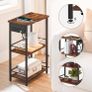 Narrow Side Table with Charging Station, 3-Tier End Table for Small Spaces, Sofa Table with Storage Shelf, for Living Room, Foyer, Bedroom, Office, Rustic Brown and Black Image 6