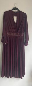 Zara wrap pleated dress burgundy size 14 New